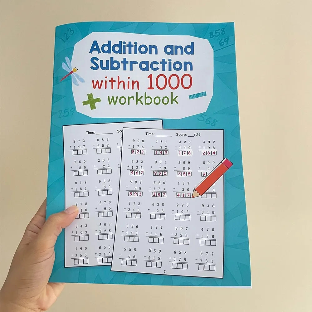 Addition And Subtraction Within 1000 Maths Workbook Primary School Training Book Arithmetic Competition Teaching Aids Montessori - Sun Studio