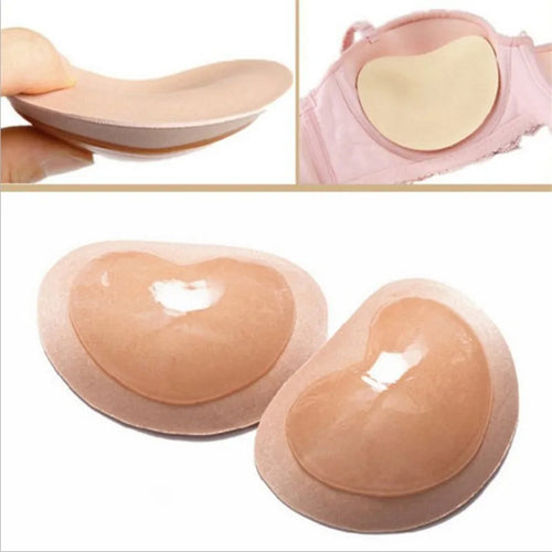 1Pair Adhesive Breast Enhancer Bikini For Women Bra Swimsuit Invisible Heart Padding Bra Insert Nipple Pads Push Up Silicone Bra - Sun Studio