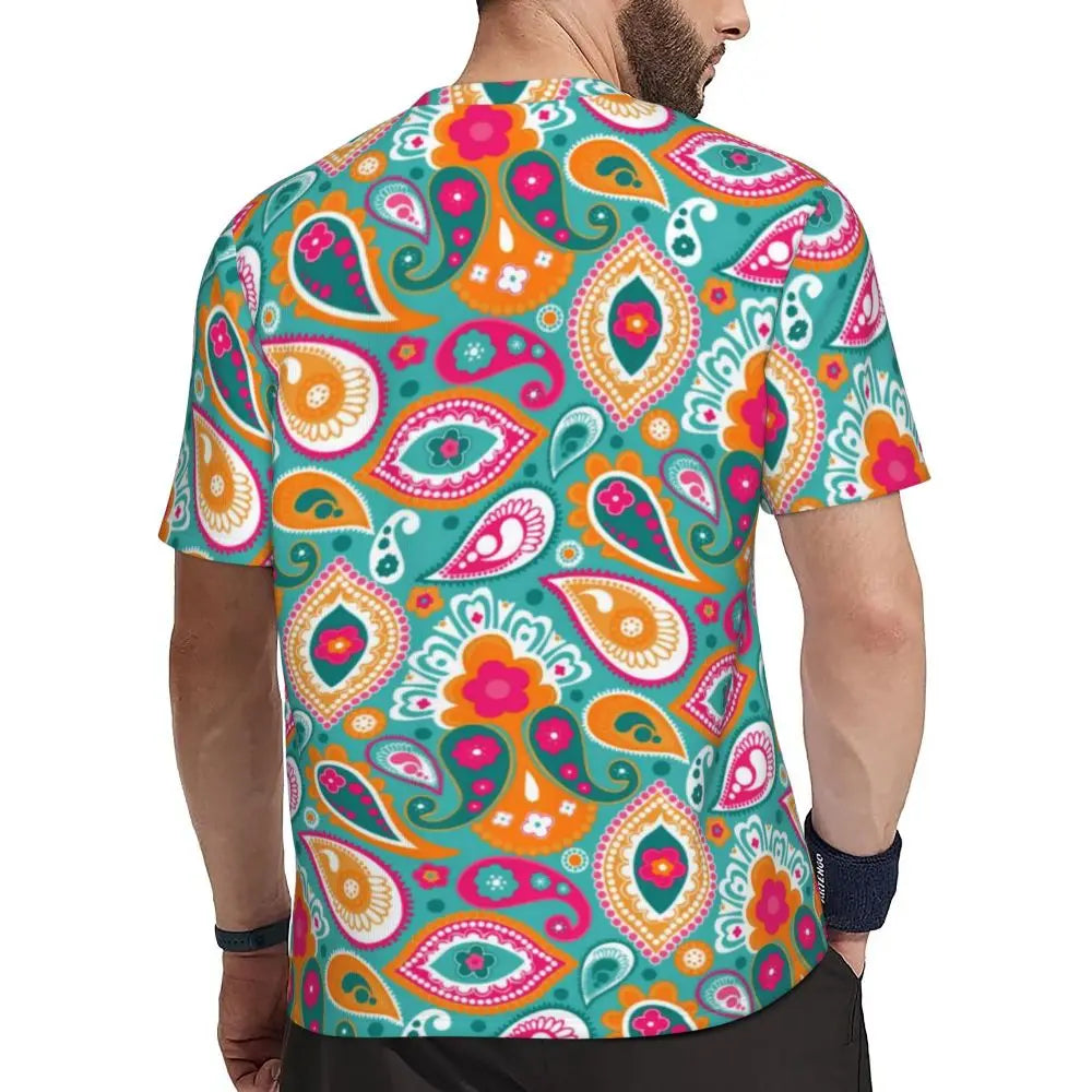Gym T-Shirt For Man Retro Geometric 60S 70S T-Shirts Fashion Psychedelic Art Beach Tees O Neck Y2K Fun Design Tops Gift Idea - Sun Studio