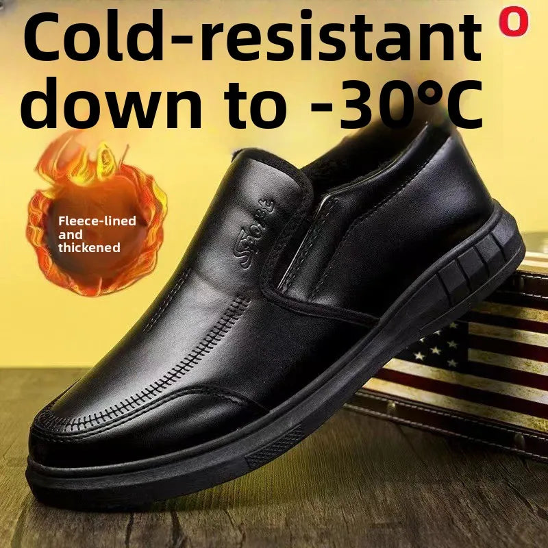 Pure Black Casual Men's Shoes Slip-On Driving Soft Bottom Anti-Slip Leather Shoes Breathable round Toe Flat Heel PVC Outsole - Sun Studio