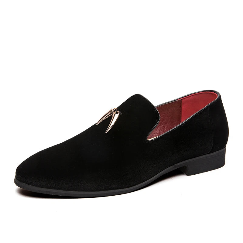 Fashion Party and Wedding Handmade Men Loafers Men Velvet Shoes Leaves and Gold Buckle Men Dress Shoe Men's Flats Zapatos Hombre - Sun Studio