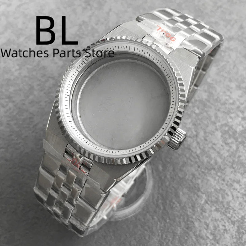 BLIGER 36mm40mm High Quality Silver BLand-DwelweMen's Watch Case For NH35 Movement Watch Parts Sapphire Glass 10BAR Watches Box - Sun Studio
