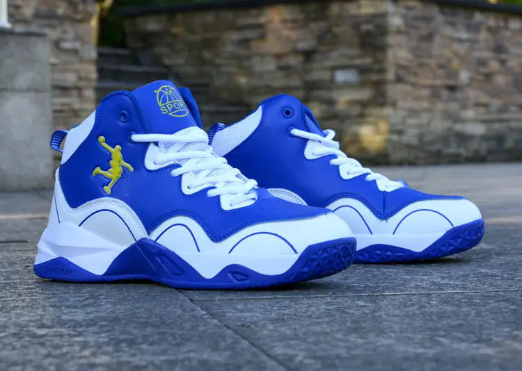 Marke Professionelle Herren Weiße Rote Blaue Basketballschuhe Basketball Sneakers Rutschfest Hochschaft Paar Herren Basketballstiefel