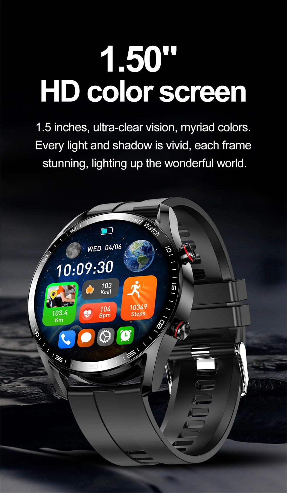 ChiBear New 1.53inch Bluetooth Call Smart Watch Men Multi-Sport Mode Heart Rate Health Monitoring Waterproof Business Smartwatch - Sun Studio