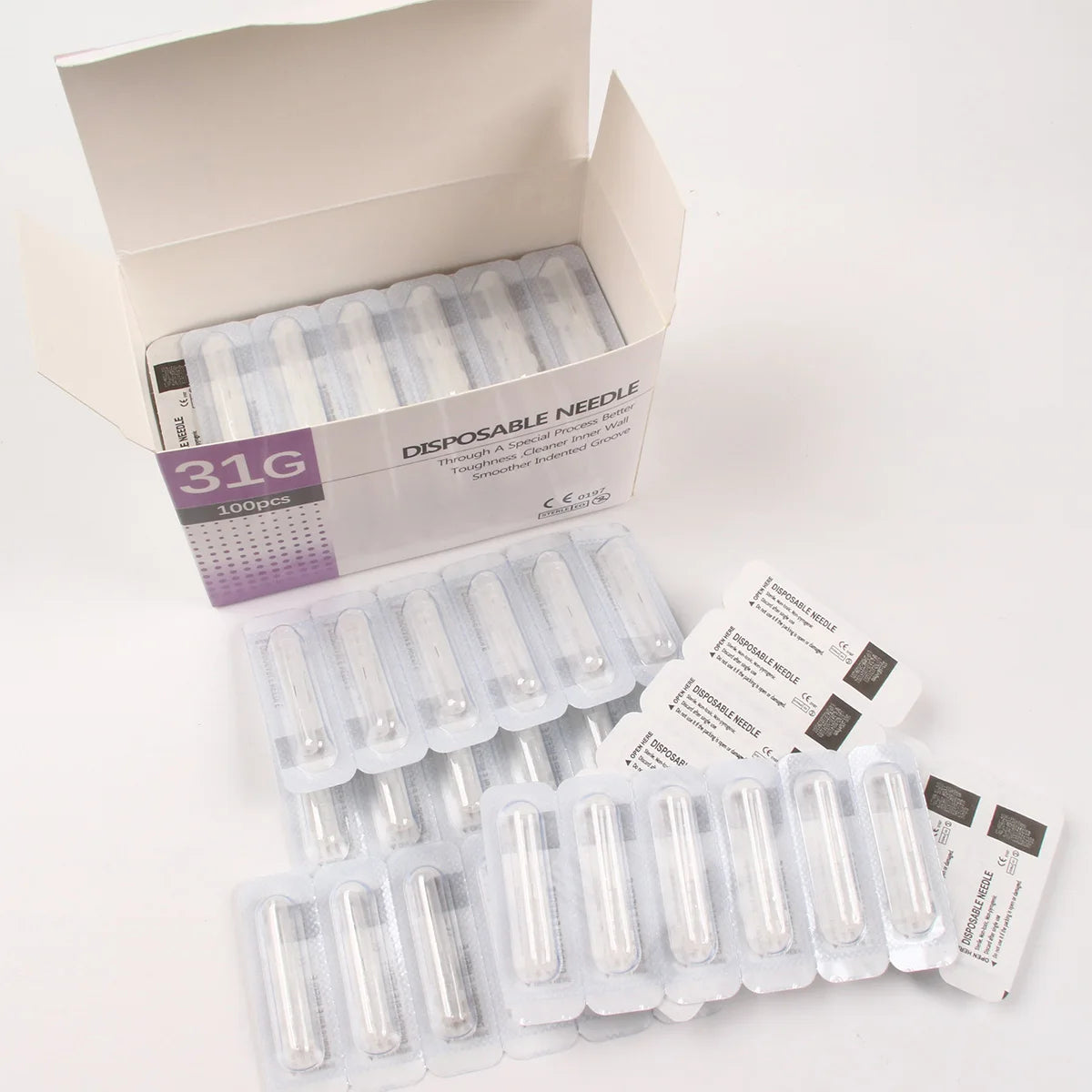 100Pcs/Box Tattoo Small Painless Beauty Needle 30G13MM 32G4MM 34G8MM 29G13MM Superfine Sterile Injector Needle Eyelid Tools - Sun Studio