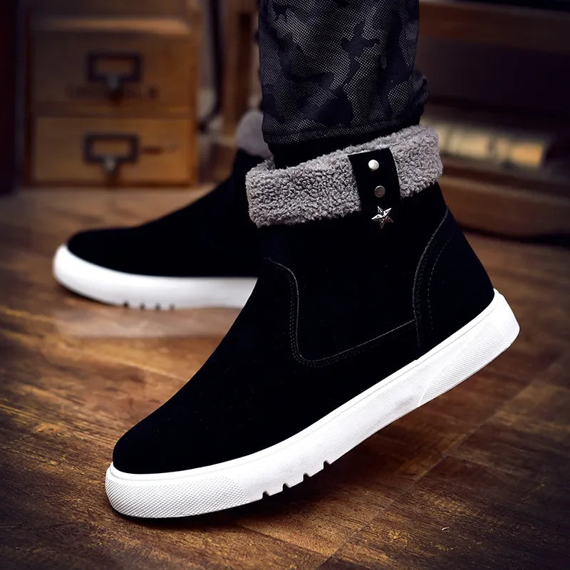 Men Boots 2026 Winter Thick Warm Casual Shoes for Men High Quality Snow Boots High-top Vulcanized Shoes with Fur Cotton Shoes - Sun Studio
