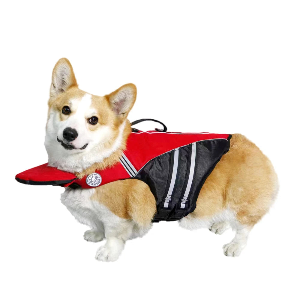 Reflective Dog Life Jacket Vest Removable Neck Float High Buoyancy Dogs Swimming Clothes, Pet Safety Swimsuit for Dog Cat - Sun Studio