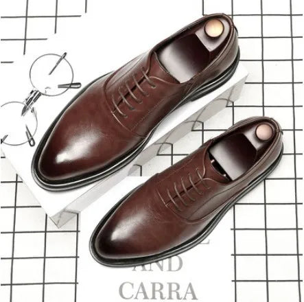 British Pointed Toe Business Leather Shoes Fashion Casual Black Large Size 38-47 Formal Shoes Handsome Office Worker Men's Shoes - Sun Studio