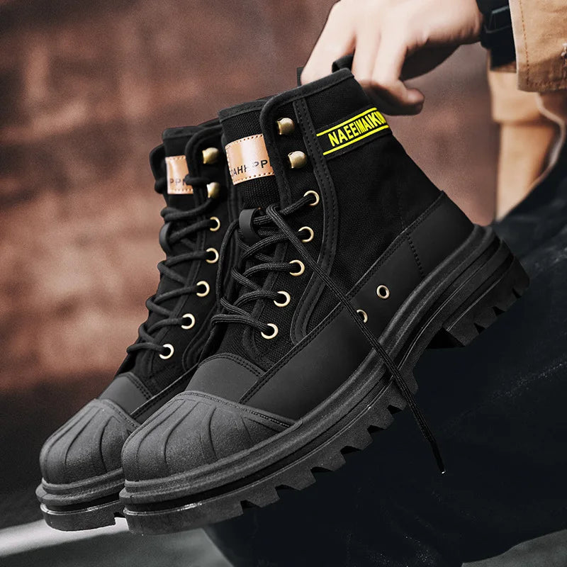 Boots men's high top 2025 summer anti slip and wear-resistant thick soled trendy boots men's workwear versatile - Sun Studio