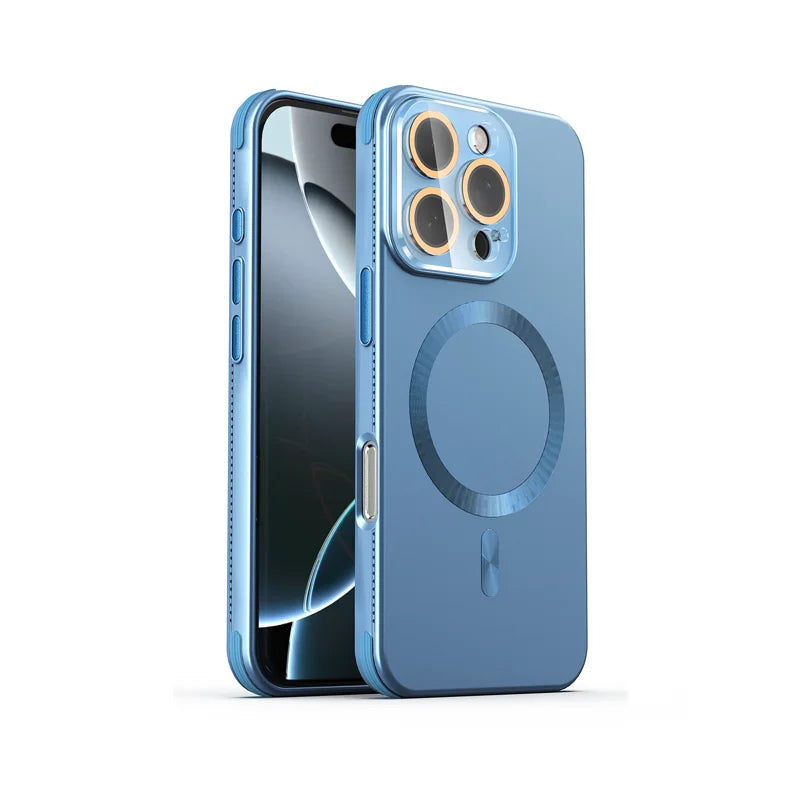 For Magsafe Magnetic Wireless Charging Luxury Solid Color Plating Phone Case For iPhone 16 Pro Max 14 13 15 Pro Max Back Cover - Sun Studio