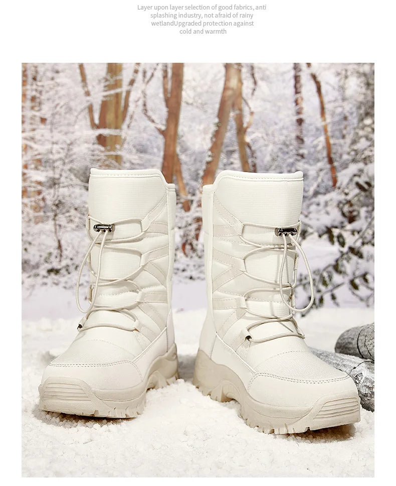 Neue Warme Plüsch Schneestiefel Herren Schnürsenkel Lässige Hohe Herren Stiefel Wasserfeste Winterstiefel Rutschfeste Knöchelstiefel Herren Arbeitsstiefel