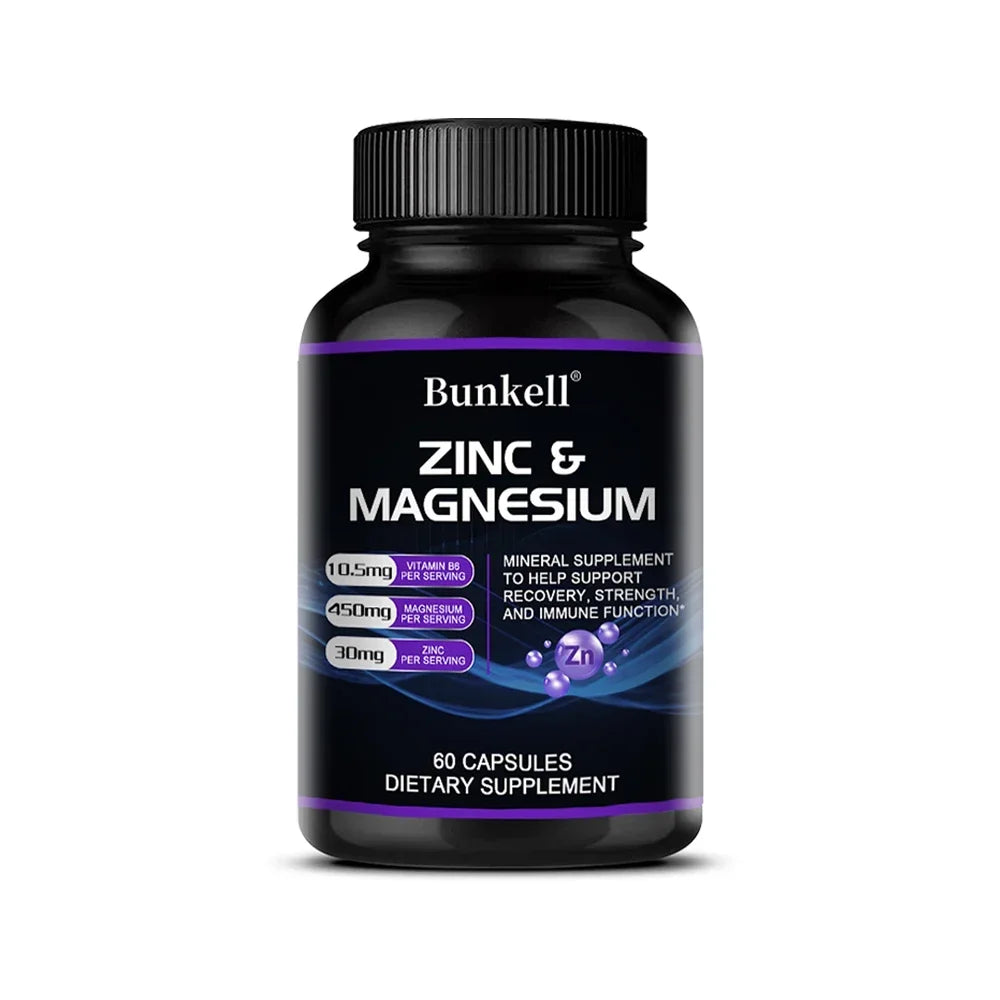 Zinc + Magnesium Supplement, Strong Bones, Teeth, Heart, Nerves, Enhance Immunity, Support Bone Density and Muscle Health - Sun Studio