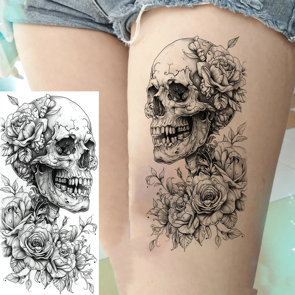 1 Sheet Beautiful Turtle With Flowers Temporary Tattoos Elephant Lion Tatoos Waterproof Realistic Animals Fake Tattoos Stickers - Sun Studio
