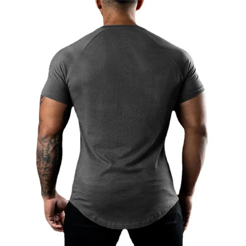 Gym Bodybuilding Muscle Sport Jogging Shirts Summer Cotton Breathable Short Sleeve Clothing Mens Casual Fitness Workout T-shirts - Sun Studio