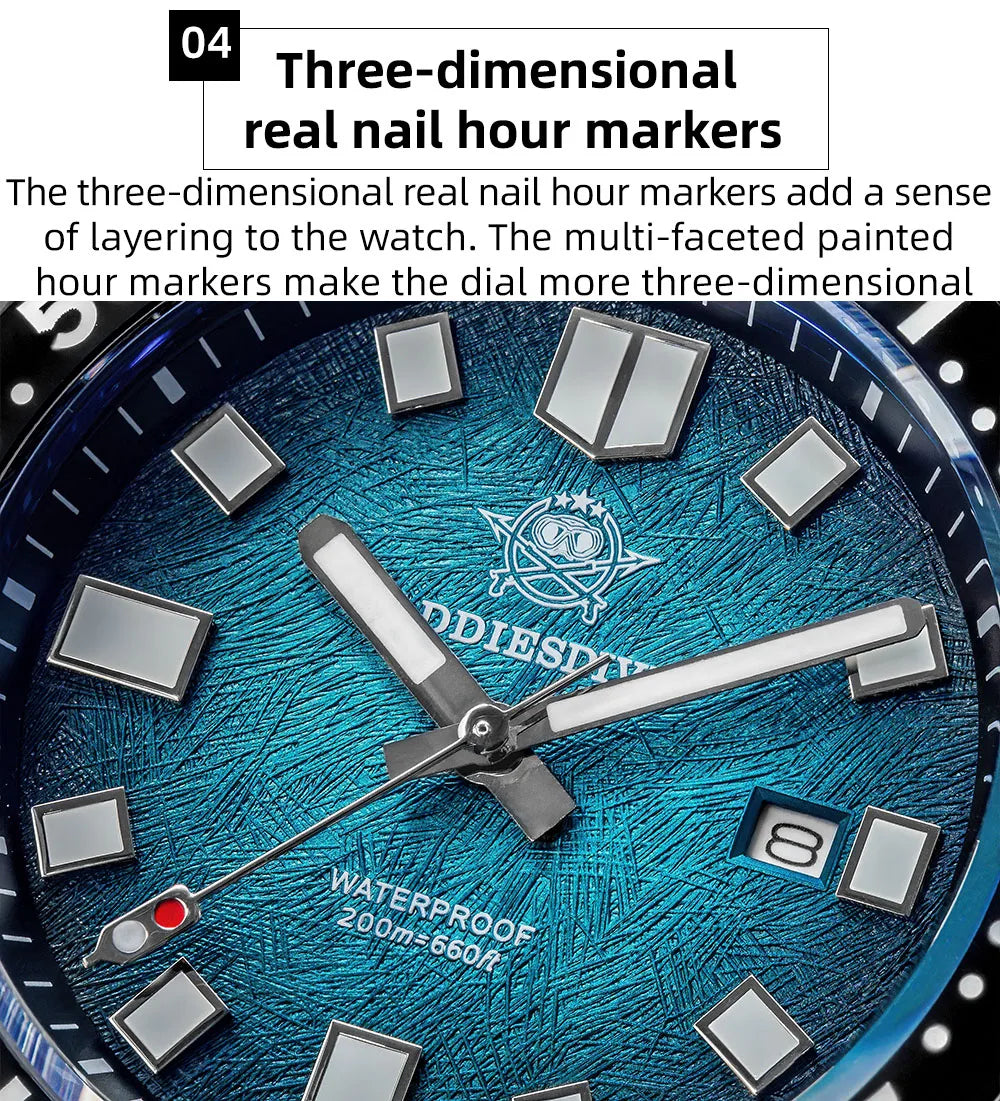 ADDIESDIVE Watch For Man AD2511 Sapphire Glass Window Display BGW9 Luminous 200M waterproof 316L Stainless Steel Quartz Watches - Sun Studio