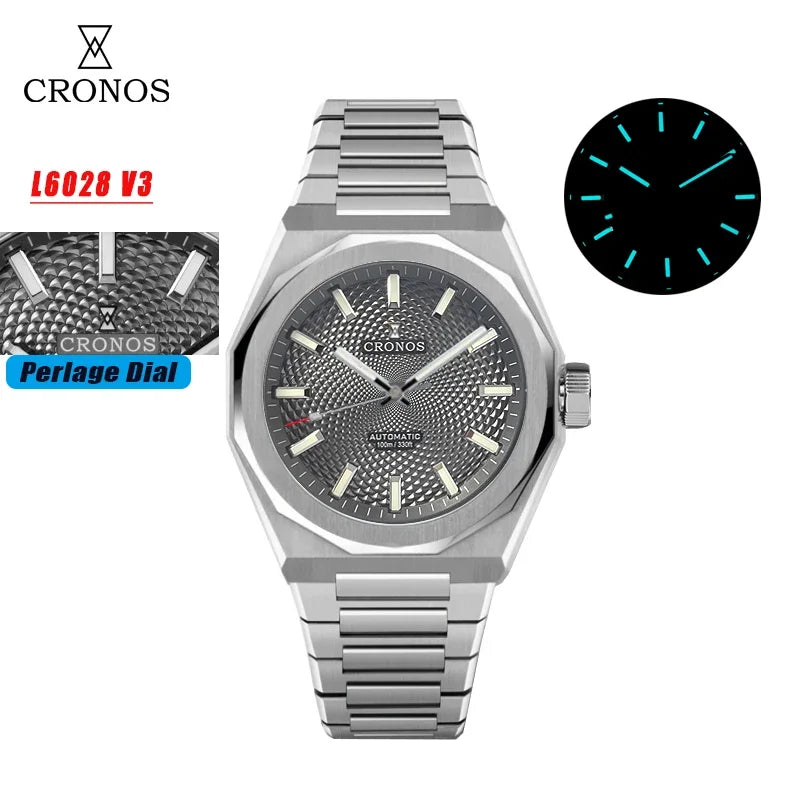 2025 Cronos L6028 New Dial Limited 39mm PT5000 See-through Caseback Men Automatic Wristwatches 10ATM Lumious V3 Watches for Men - Sun Studio