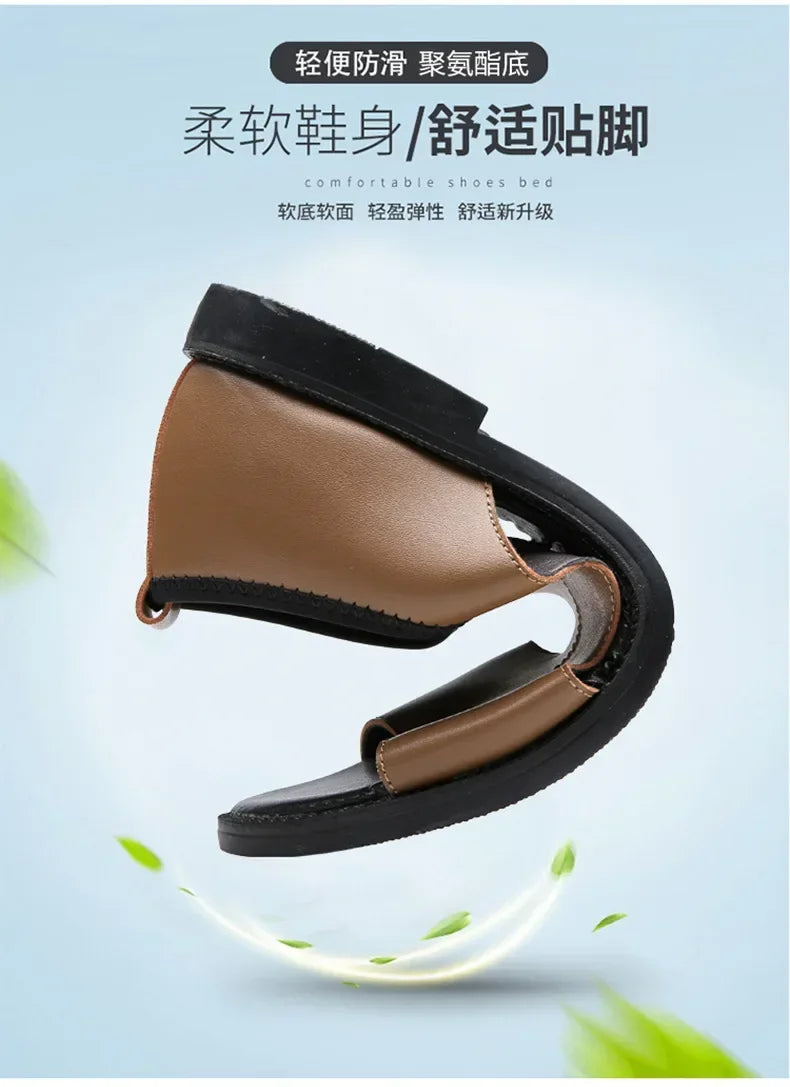 Sandals for Men Brand Casual Shoes Outdoor Fashion Men's Slippers Comfortable Beach Shoes High Quality Leather Man Flat 2025 - Sun Studio