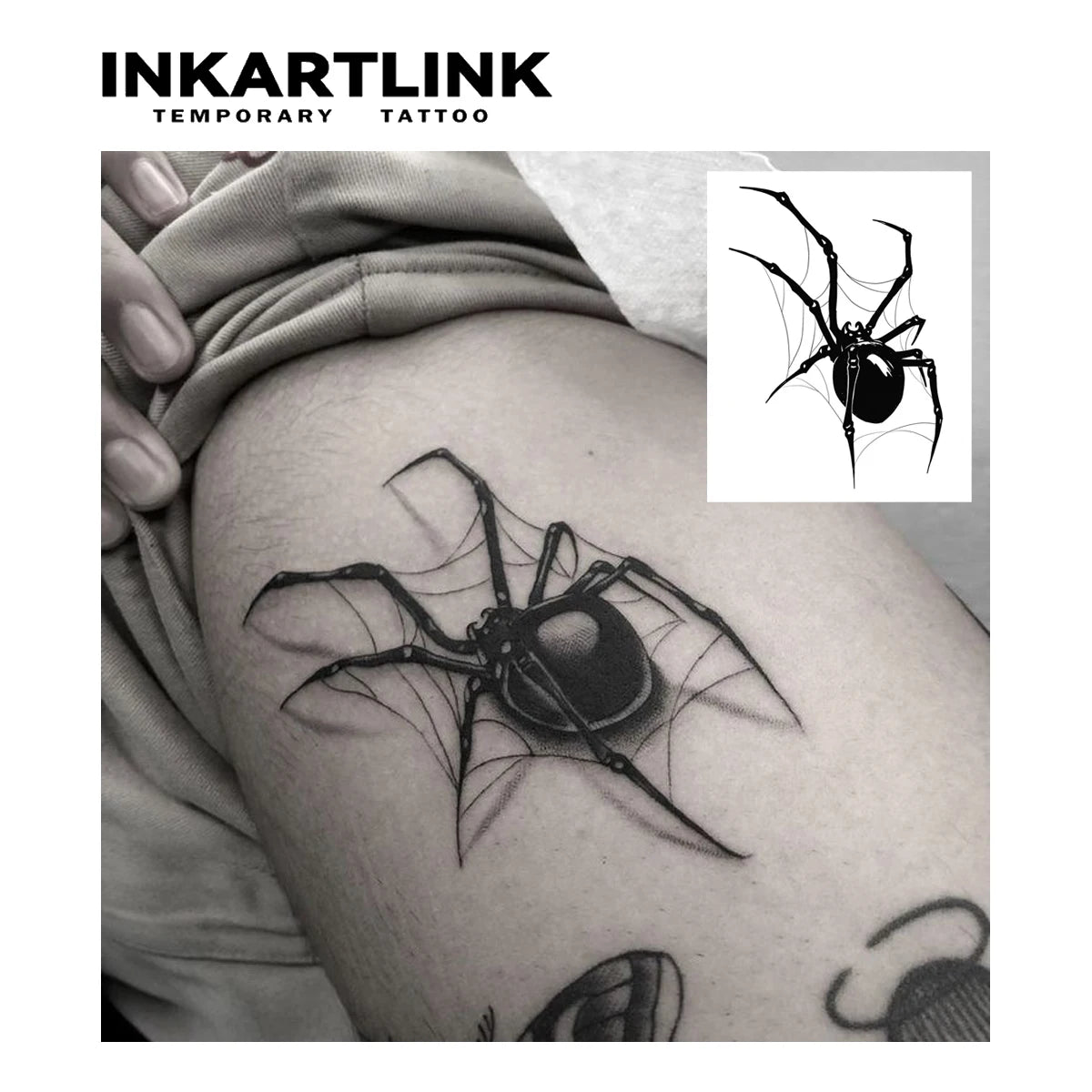 Spider Temporary Tattoo Sticker, Realistic Waterproof Design, Semi-Permanent Lasts 15 Days, Scary Fake Tattoo for Halloween - Sun Studio