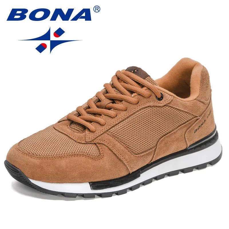 BONA 2022 New Designers Suede Casual Shoes Men Sneakers Outdoor Walking Shoes Man Comfortable Shoes Walking Footwear Mansculino - Sun Studio