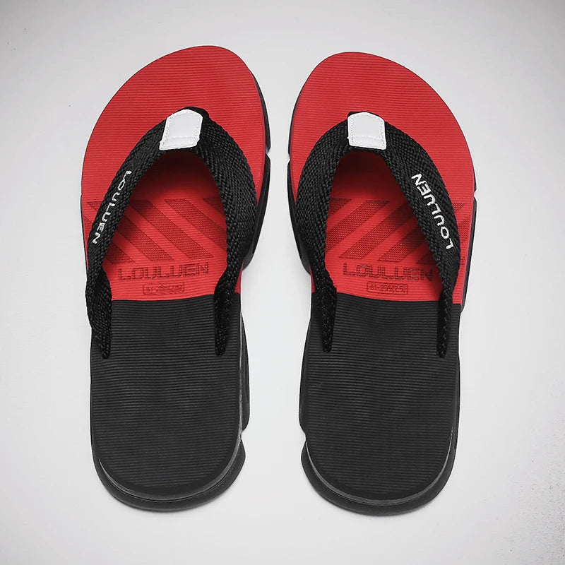 [Color blocked flip flops] Comfortable color blocked flip flops - Men's non slip casual rubber bottom EVA flip flops, suitable f - Sun Studio