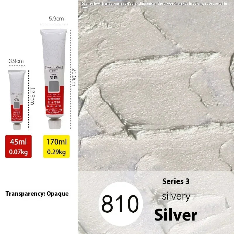 45ml Ölmalerei Transparente Tube Schnell trocknend Weiß Gold Silber Professionelle Farbmalbedarf für Künstler Studenten Anfänger