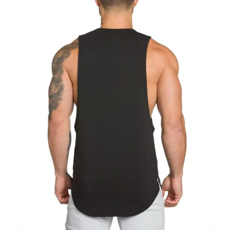 Gym Bodybuilding Workout Fitness T-Shirts Mens Casual Sport Sleeveless Singlets Summer Running Cotton Breathable Loose Tank Tops - Sun Studio