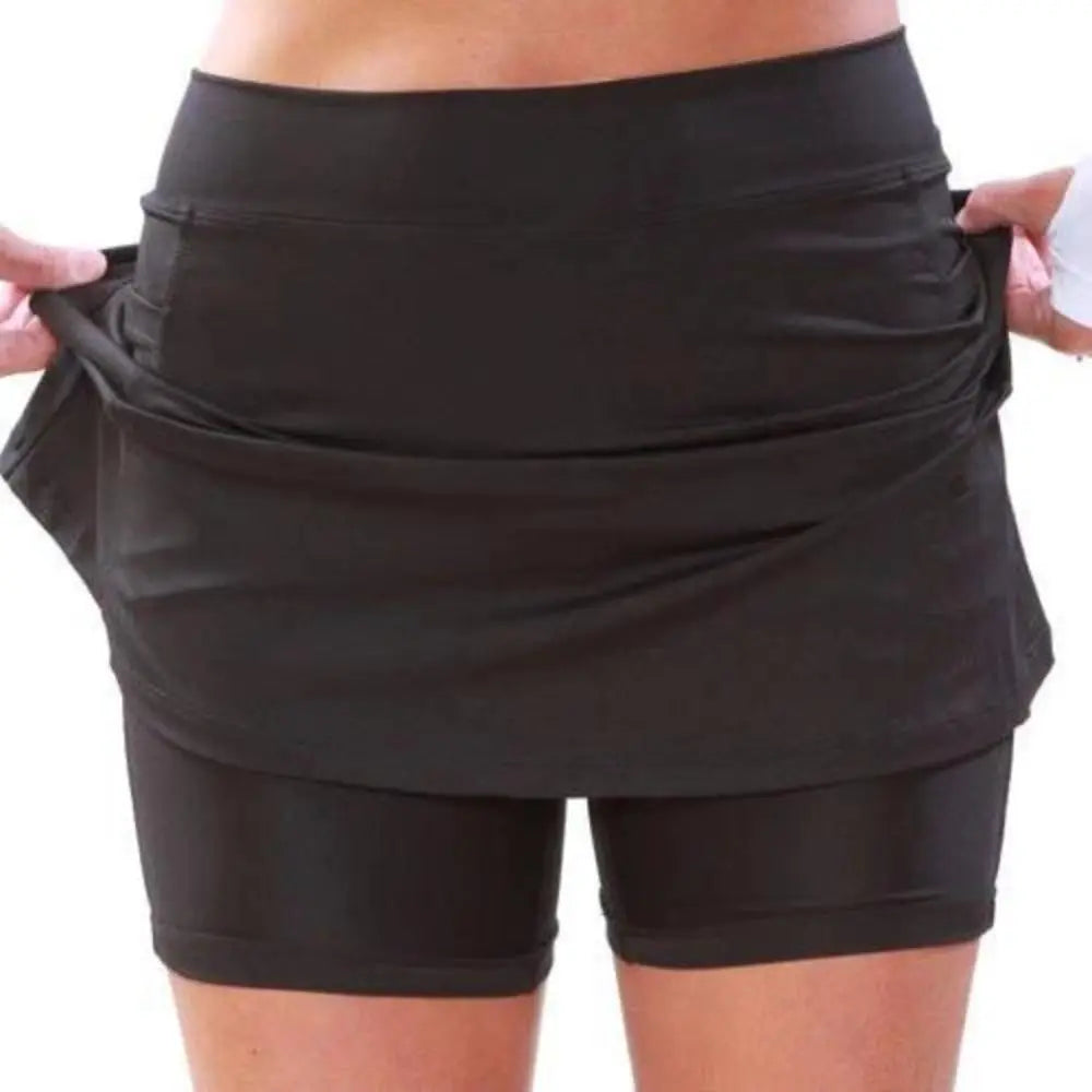 Fitness Sports Skirt Shorts High Waist Breathable Running Tennis Golf Shorts with Pockets Casual Slim Knee-Length Bottoms - Sun Studio