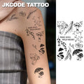 Forest Mushroom Themed Tattoo Minimal Tattoo-Herbal Tattoo Stickers Ins Style-Mushroom, Leaf, Branch, and Flower Pattern Tattoo-Cute Tattoo Fashion Accessories for Girls Women's Finger, Hand, and Neck Tattoo Long-Lasting Wate - Sun Studio