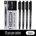 10pcs Wholesale Twin Tip Permanent Marker Pen Fine Point Waterproof Ink Thin Nib Crude Nib Black/Blue/Red Ink 0.5-1mm Fine Color - Sun Studio