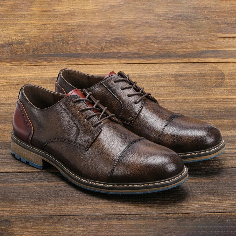 Business Men's Leather Shoes European American Casual Man Leather Shoe Retro Trend Men's Shoes Large Size Leather Shoes for Men - Sun Studio