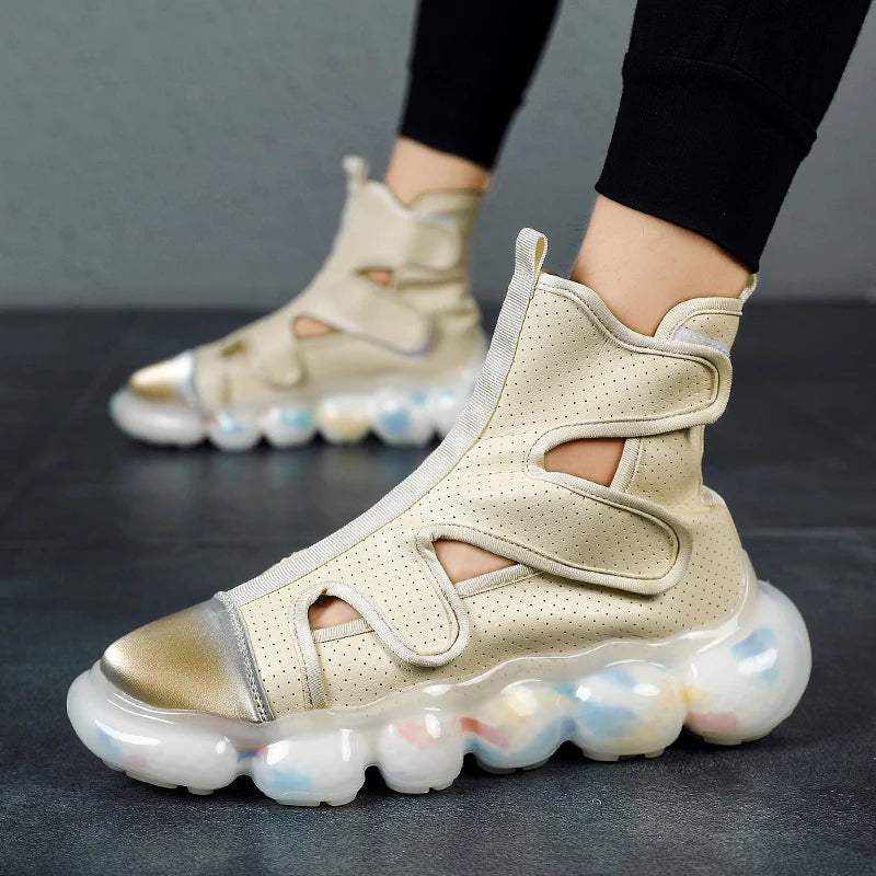 2023 Spring New Men's Casual Shoes Fashion Solid Color Shoes Outdoor Outsoles Breathable Light Comfortable High Top Man Sneakers - Sun Studio