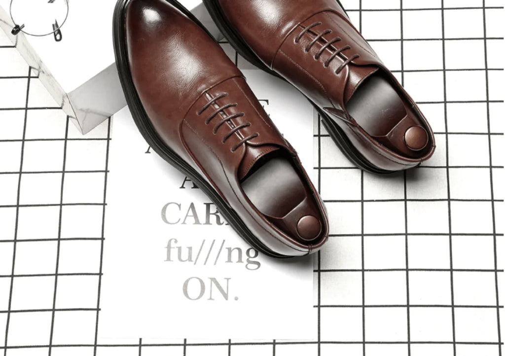 British Pointed Toe Business Leather Shoes Fashion Casual Black Large Size 38-47 Formal Shoes Handsome Office Worker Men's Shoes - Sun Studio