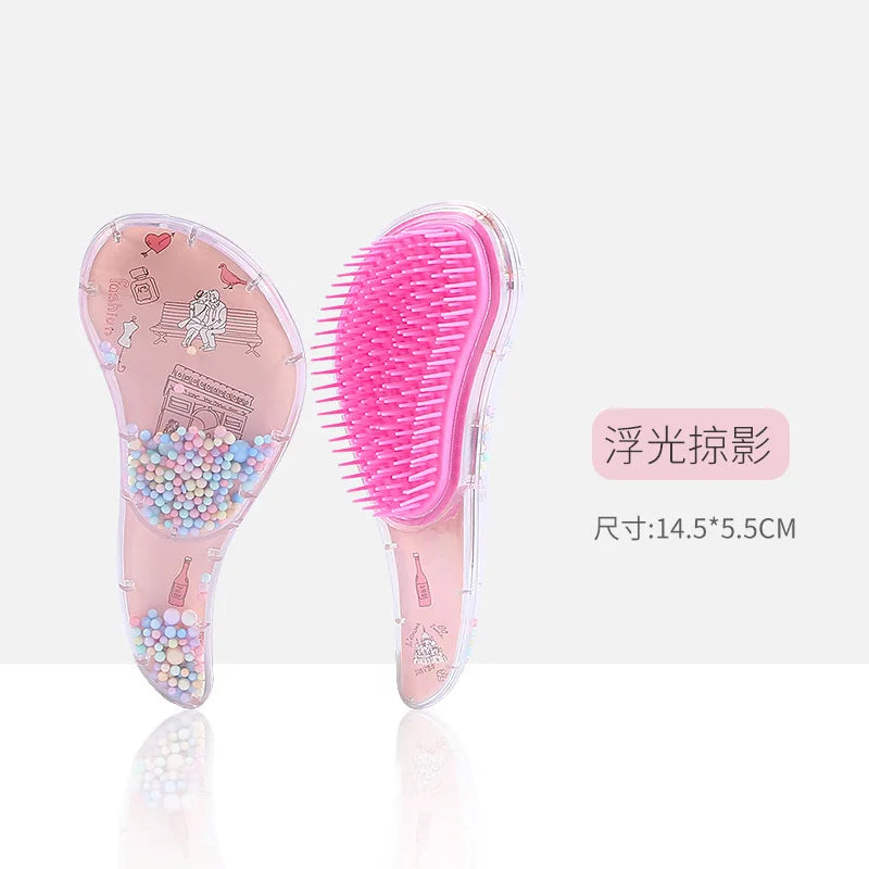 New Cute Hairdressing Comb for Kids Anti-knot Massage Flowing Bead Hair Comb Children Girls Dress Up Makeups Toy Gifts - Sun Studio