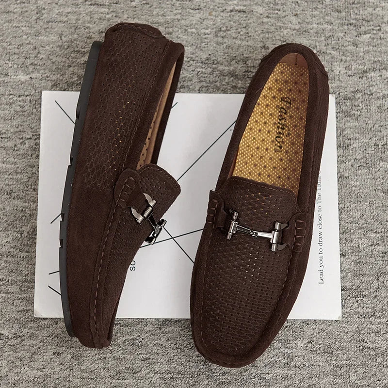 Size 38-45 Breathable Suede Leather Loafers Men Hot Sale Flat Men's Shoes Classic Driving Shoes Fashion Casual Summer Moccasins - Sun Studio