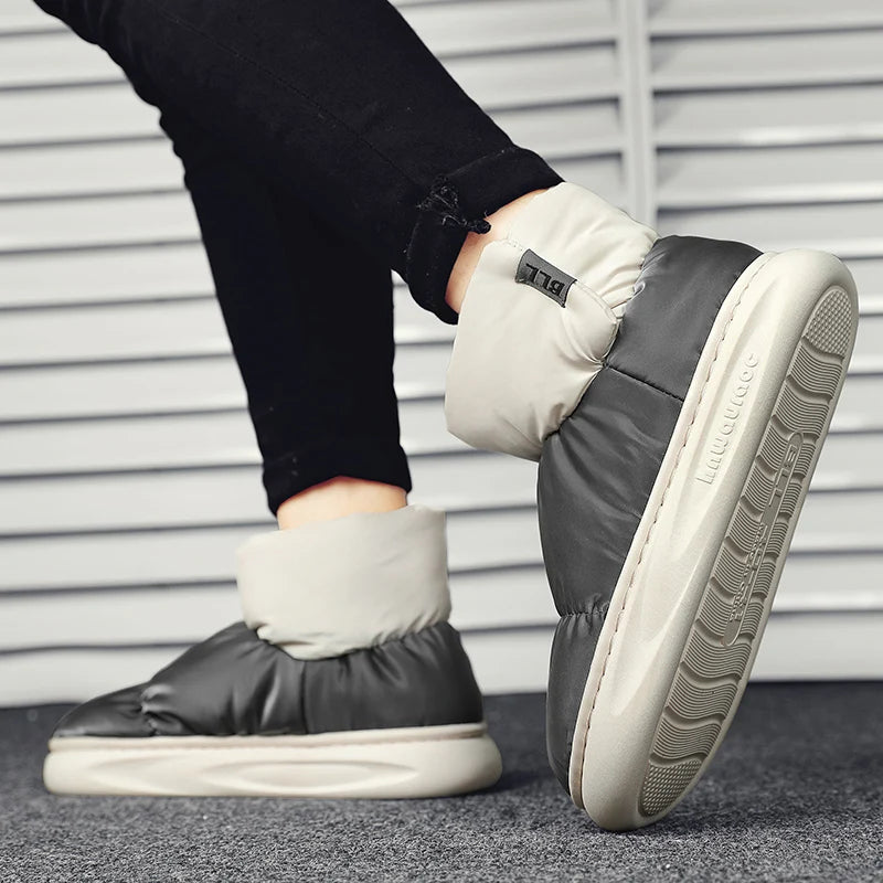 Outdoor Plüsch Warme Herren Schneestiefel Winter Paar Baumwollschuhe Daunen Rutschfeste Wasserdichte Mode Kinder Schuhe Slip-On Weiche Sneakers