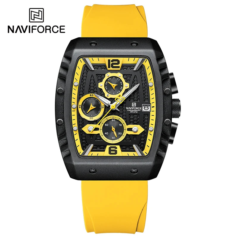 NAVIFORCE Kreative Fassförmige Zifferblatt Männer Uhren Rauchsilica Armband Wasserdichte Quarz Chronograph Datum Anzeige Männliche Armbanduhr