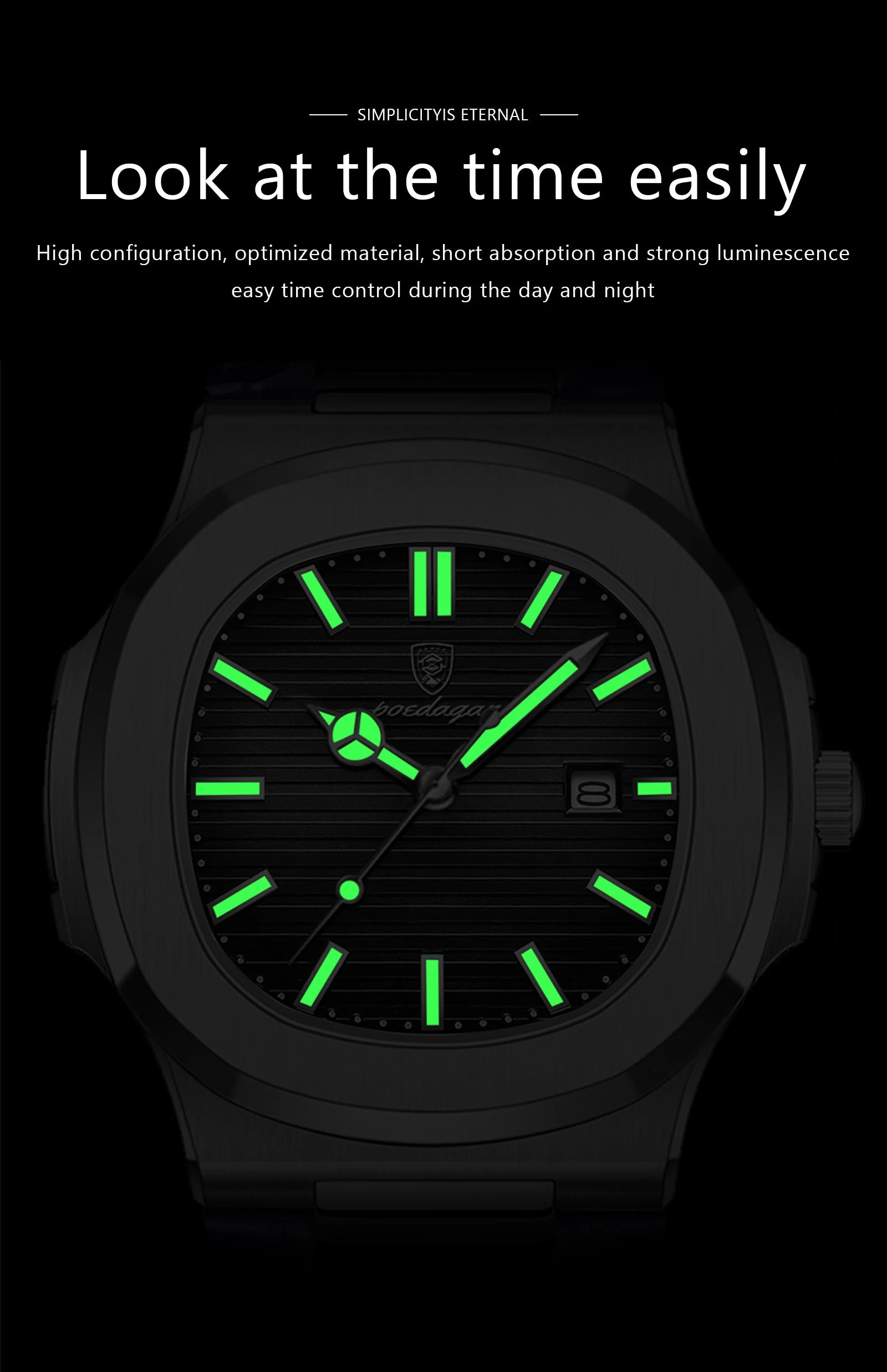POEDAGAR Original Fashion Men's Wristwatch Date Waterproof Luminous Leather Watches For Men High Quality Square Quartz Man Watch - Sun Studio