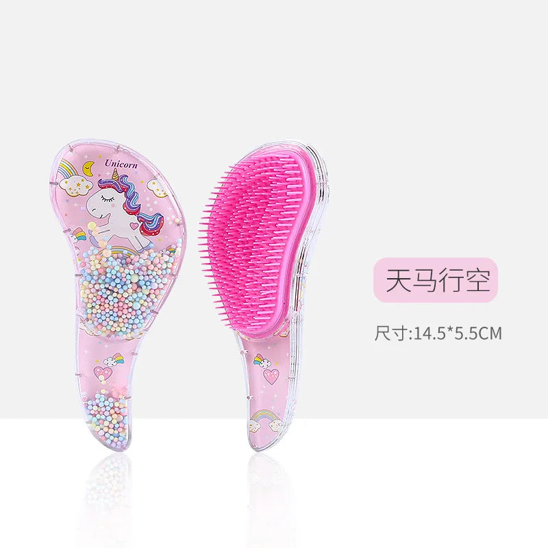 New Cute Hairdressing Comb for Kids Anti-knot Massage Flowing Bead Hair Comb Children Girls Dress Up Makeups Toy Gifts - Sun Studio