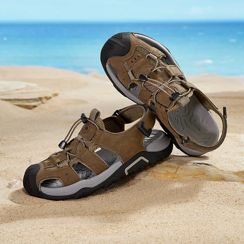 GOLDEN CAMEL Outdoor Men's Sandals Shock-absorbing Foam Brake Casual Shoes Slippers Beach Shoes for Hiking Fishing Breathable - Sun Studio