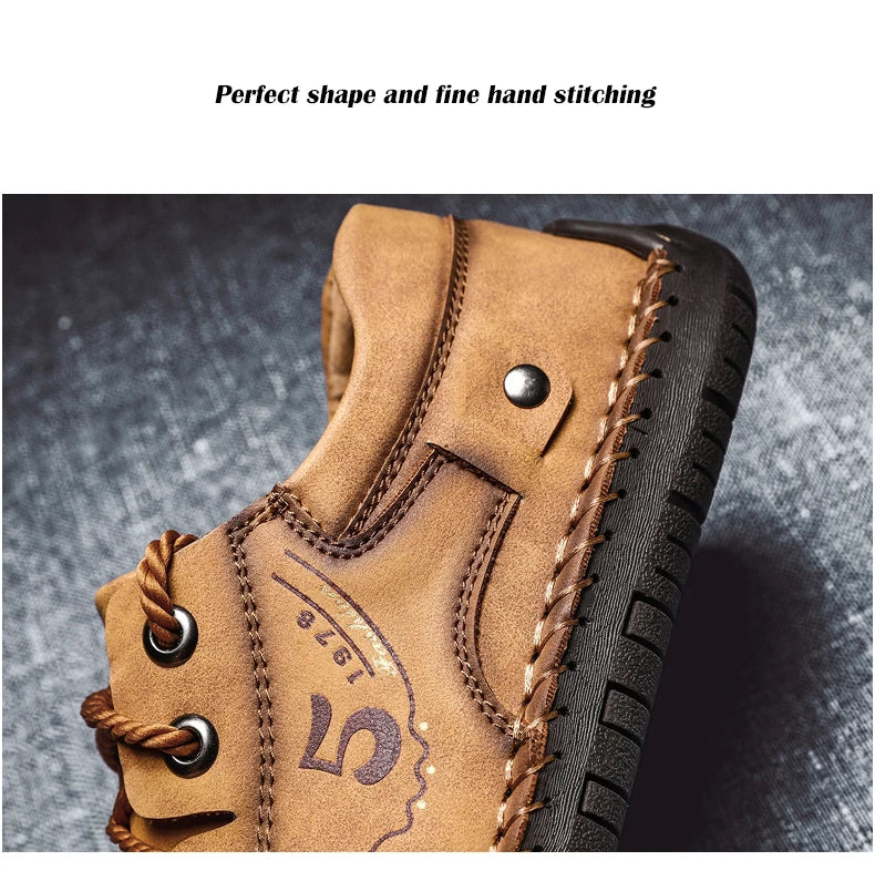 Handmade Leather Casual Men Shoes Ankle Boots Men Loafers Comfort Walking Shoes Men Flats Hot Sale Moccasins Shoes Plus Size - Sun Studio