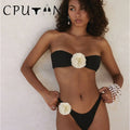 2026 Neu Sexy Weiß 3D Blume Einfarbig Zweiteilig Push Up Bikini Set Luxus Badebekleidung Damen Badeanzug Strandmode Sommer Badeanzug