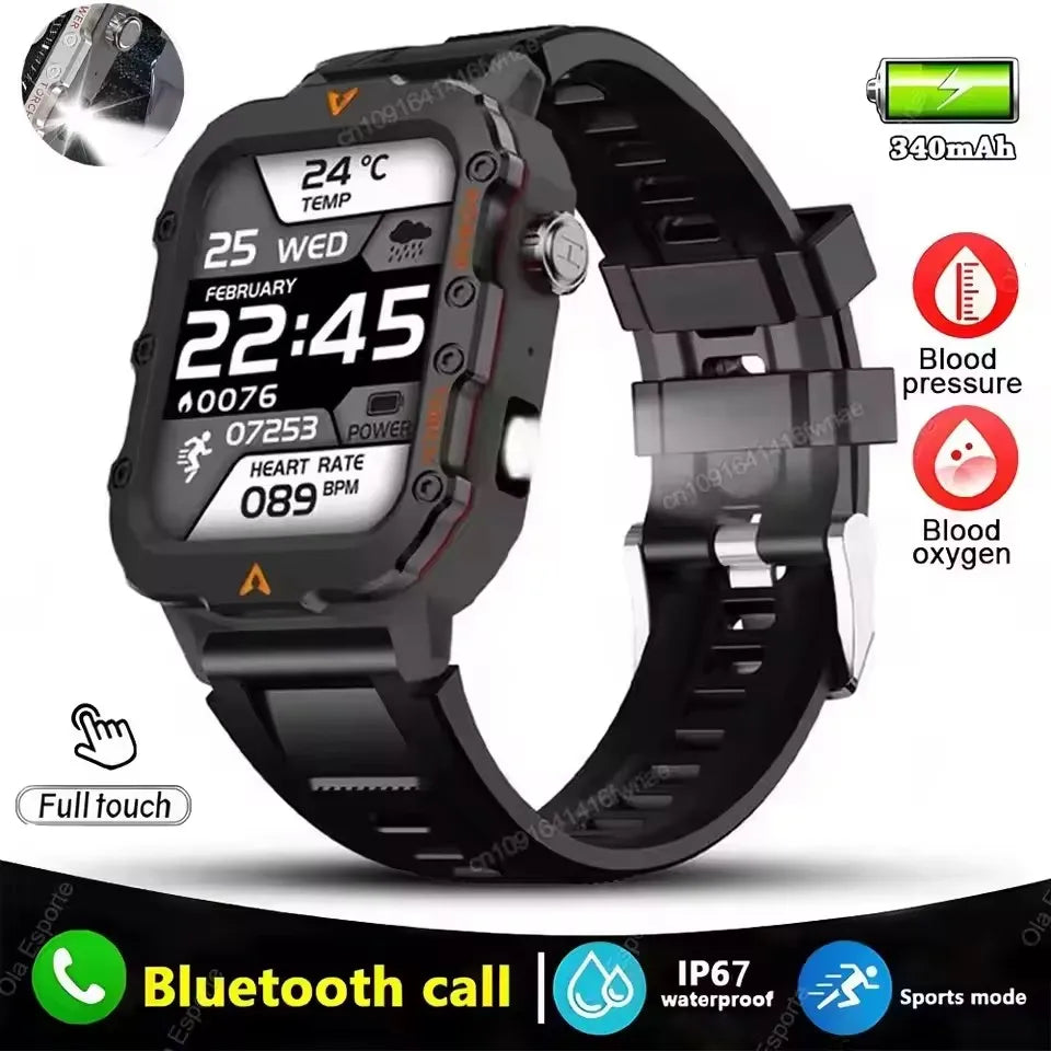 Men Smart Watch Bluetooth Call Sleep Heart Rate Healthy Monitor Outdoor LED Flashlight Waterproof Sports Watches For Android IOS - Sun Studio