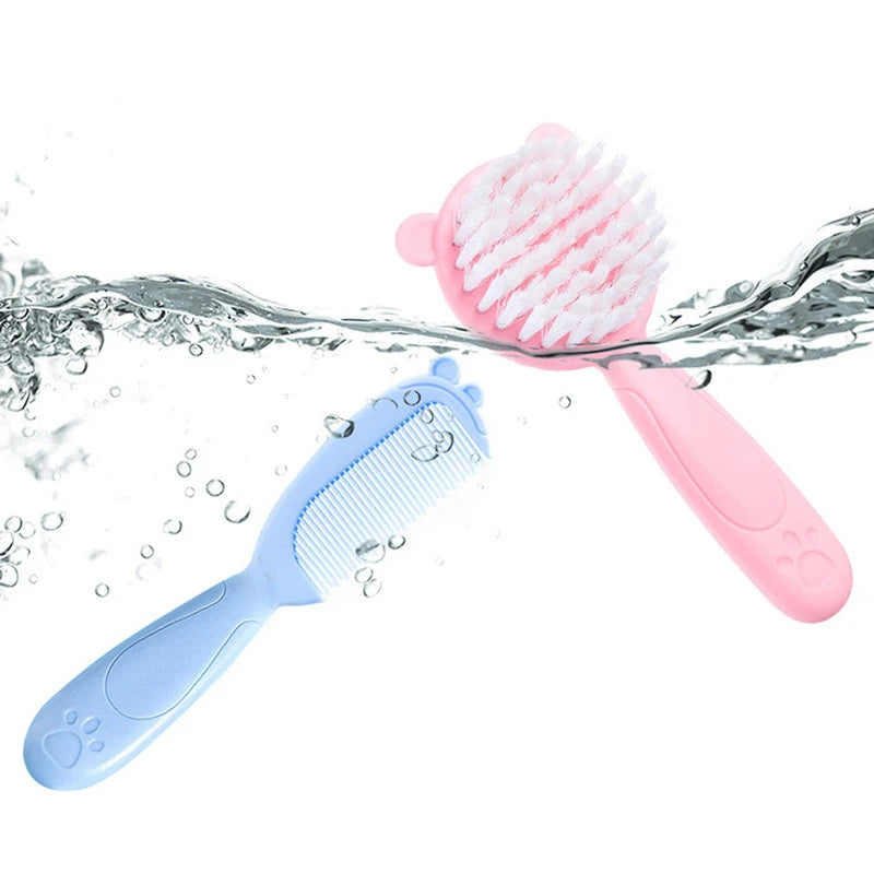 2 Pcs/Set Cute Kids Baby Small Hair Brush And Comb Set For Newborns & Toddlers Baby Brush Soft Bristles Baby Hair Care Gift - Sun Studio