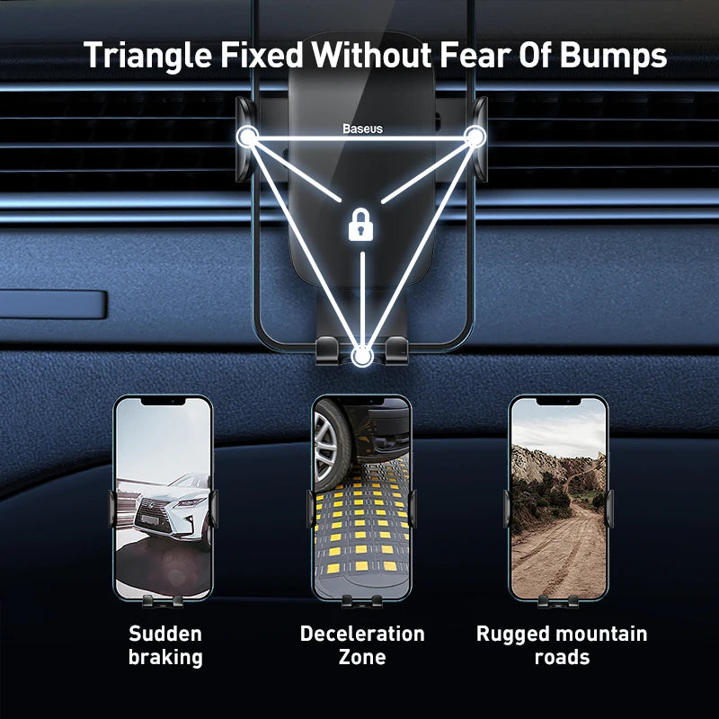 Baseus Car Phone Holder Mobile Metal Gravity Phone Holder for Car Air Vent / CD Slot Mount Phone Holder Stand for iPhone Samsung - Sun Studio