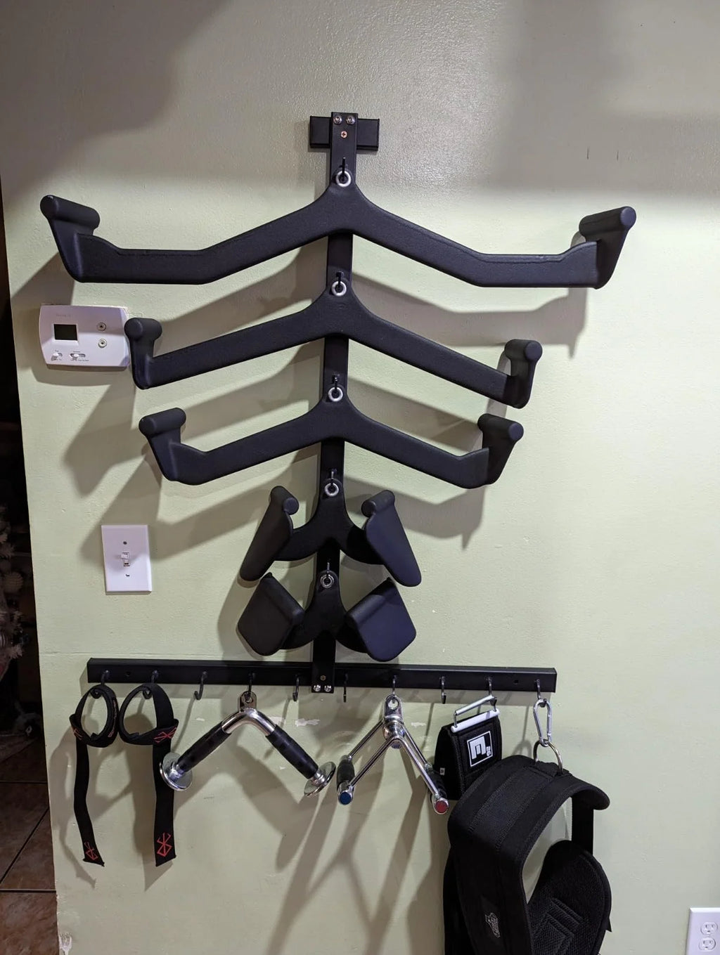 Gym Fitness LAT Pull Down Bar,Storage Rack,Heavy Duty,A-Frame Stand,Support Base for LAT Pulldown Attachments,LAT Bar - Sun Studio
