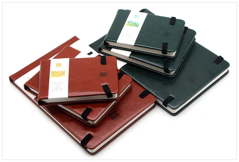 Baohong 24 Sheets Watercolor Travel book Leather Linen-Bound Cotton Paper Sketch Pads 300g Acid Free for On-the-Go Art Drawing - Sun Studio