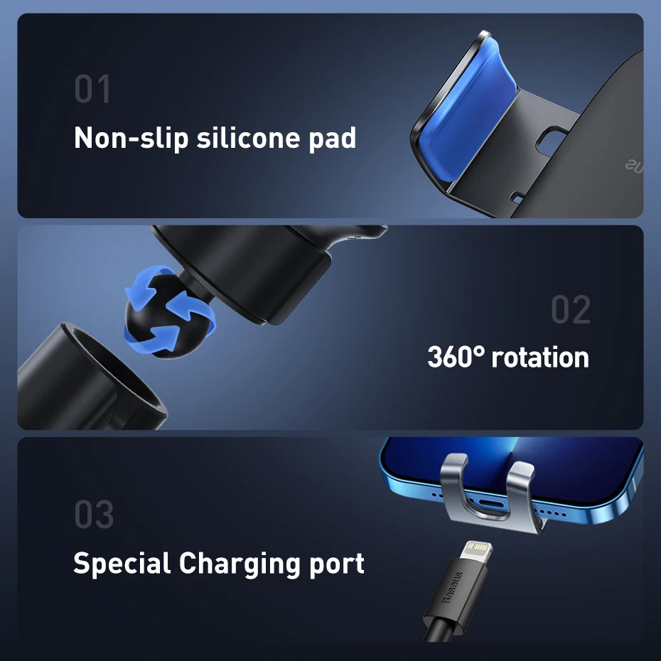 Baseus Car Phone Holder Mobile Metal Gravity Phone Holder for Car Air Vent / CD Slot Mount Phone Holder Stand for iPhone Samsung - Sun Studio