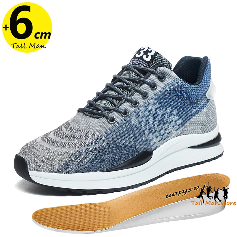 Herren Sneakers Sport Lift Höhenverstellung Einlegesohle 6cm Mesh Plus Größe 37-44