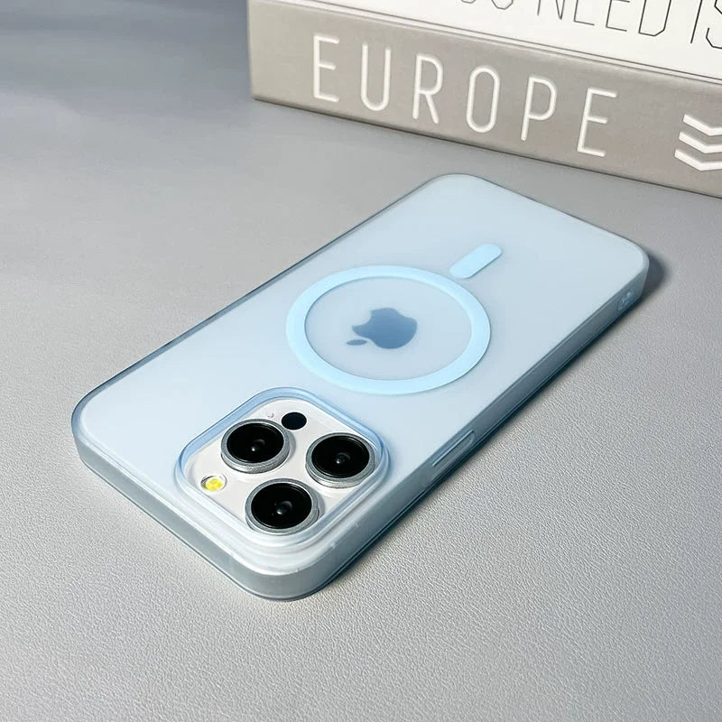 Original Ultra Thin Matte Magnetic Wireless Charge Clear Case ForiPhone 15 14 Plus 13 12 11 Pro Max ForMagsafe Hard PC Cover - Sun Studio