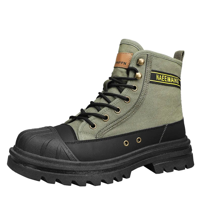 Boots men's high top 2025 summer anti slip and wear-resistant thick soled trendy boots men's workwear versatile - Sun Studio
